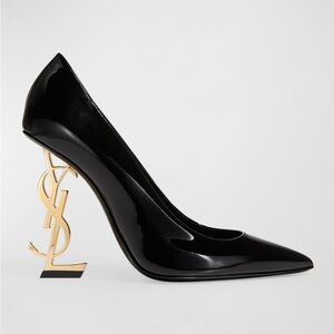 110mm Opyum YSL Patent Leather Pointed-Toe Pumps with Golden Hardware